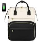 Mochila para laptop LOVEVOOK para mulheres, moda, 15,6", bege-preta