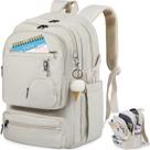 Mochila para laptop RAINSMORE 15,6" impermeável para mulheres bege