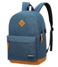 Mochila para Notebook KOPHLY com Detalhe em Couro 18 Polegadas Azul Marinho