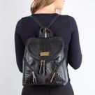 Mochila pequena de couro croco Cecília