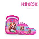 Mochila Princesas Volta às Aulas 2026 Kit com Estojo e Lancheira - Sem Rodinhas