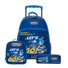 Mochila Rodas Lancheira Térmica Estojo Duplo Sonic Let's Go Mochila Rodas Lancheira Térmica Estojo Duplo Sonic Let's Go