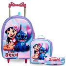 Mochila Rodinha Infantil Menina Escolar + Lancheira Térmica +Estojo Lilo & Stitch