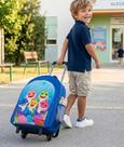 Mochila Rodinhas Baby Shark Azul Menino Duas Reparticoes Escolar Tubarao