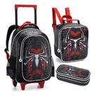 Mochila Rodinhas + Estojo + Lancheira Menino Aranha Kit 3 Pc