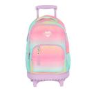 Mochila Rodinhas Grande Infantil Matelassê Metalizado Rosa Lovers Up4you 360º Luxcel