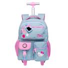 Mochila Rodinhas Hello Kitty Jeans Juvenil Meninas Escolar