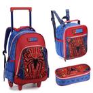 Mochila Rodinhas +Lancheira +estojo Dark Spider Vermelho - Denlex