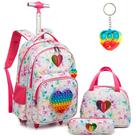 Mochila rolante Meetbelify para meninas com lancheira e estojo de lápis