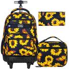 Mochila rolante ZLYERT para meninas e mulheres com lancheira de girassóis