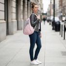 Mochila Rosa Transversal Feminina Design Moderno Grande Capacidade Resistente Durável Esportes Casual Trabalho
