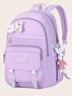 Mochila roxa com adereços