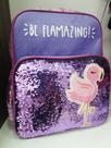 Mochila roxa flamingos