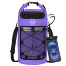 Mochila seca impermeável STOVER com capa de telefone, roxa de 30 litros Mochila seca impermeável STOVER com capa de telefone, roxa de 30 litros