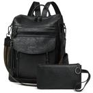 Mochila Shrie Fashion Leather para mulheres, preta