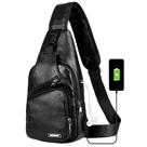 Mochila Sling Bag Peicees Leather Sling para homens com porta USB
