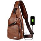 Mochila Sling Bag Peicees Leather Sling para homens com porta USB