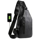 Mochila Sling Bag Peicees Leather Sling para homens com porta USB
