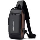 Mochila Sling HOXSURY anti-roubo impermeável USB marrom Mochila Sling HOXSURY anti-roubo impermeável USB marrom