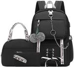 Mochila Spotted Tiger School para meninas com lancheira preta
