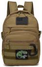 Mochila tática infantil Army Molle Bookbag Mochila militar para meninos, para escola, ao ar livre, acampar (inclui 2 adesivos e 1 mosquetão), marrom