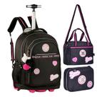 Mochila Team Rodinha+Lancheira Estojo Infanitil Menina Escolar