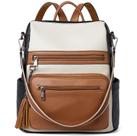 Mochila Telena Vegan Leather Large Travel Bege Feminina