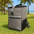 Mochila Termica Cinza Bebidas Alimentos Praia Piquenique Cooler Refrigerado Quente ou Frio