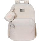 Mochila TRENDY Bege com Compartimento para Notebook e Chaveiro