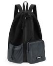 Mochila WANDF Swim Mesh Drawstring Wet Pocket preta