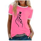 Moda feminina casual impressão o-pescoço solto manga curta camiseta pulôver tops