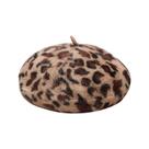 Moda Feminina Casual Pelúcia Impresso Leopardo Estampado Quente Dome Boina Chapéu