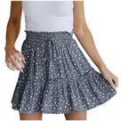 Moda Feminina Casual Print Bandage Ruffles A-line Plissado Lace Up Mini Saia Curta