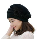 Moda feminina flor malha crochê gorro chapéu inverno boné quente boina