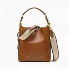 Moda nova bolsa feminina marrom estilo coreano cordão portátil crossbody saco balde de cordão largo