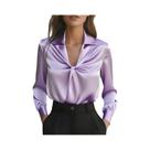 Moda outono temperamento cor sólida cetim plissado camisa de manga comprida para mulher