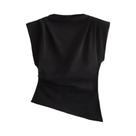 Moda sem ombros estilo europeu americano simples plissado decorativo novo topo