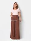 Modas Domi Calça Feminina Pantalona Luis Twill Estilo Social Com Elástico Átras 88400