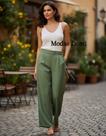 Modas Domi- Calça Pantalona Feminina Com Amarração e Cós Elástico Plus Size Luis Twill 91103
