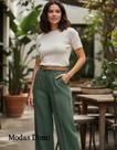 Modas Domi Calça Pantalona Linho Com Cinto 08028