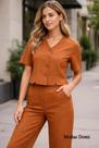 Modas Domi Conjunto Feminino Calça e Colete Estilo Camisa Luis Twill Elegante 87800