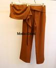 Modas Domi- Conjunto Feminino Calça Pamtalona e Cropeed Faixa Luis Twill 91111
