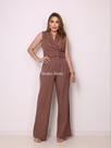 Modas Domi- Conjunto Feminino Calça Pantalona e Colete Transpassado Luis Twill 90803