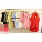 Modas Domi Conjunto Social Feminino Colete e Shorts Luis Twill Gola Colarinho 91119