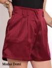 Modas Domi Short Feminino de Cetim Cintura Alta BOLSO SOCIAL PROMOÇÃO C173