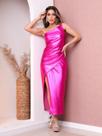 Modas Domi Vestido drapeado midi com fenda Metalizado Tendencia 2024 P150 Modas Domi Vestido drapeado midi com fenda Metalizado Tendencia 2024 P150