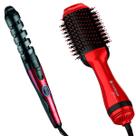 Modeladora de cachos spiral em-05 + escova secadora cadence esc-704 red