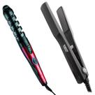 Modeladora de cachos spiral em-05 + prancha alisadora taiff ceramica chapinha bivolt