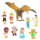 Modelo animal de dinossauro de simulação com 8 bonecas conjunto de cena brinquedos infantis 10pcs