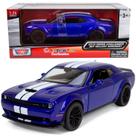 Modelo de carro All Star Toys 2018 Dodge Challenger SRT Hellcat Widebody Indigo Blue com listras de corrida 1/24
